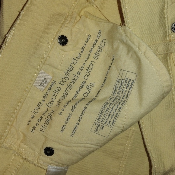 J Jill - Slim Boyfriend Straight Leg Jeans - Pale/ Butter Yellow - 12 - Picture 5 of 8